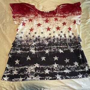 Women’s INDIGO SOUL red, white and blue flowing shirt-2XL
